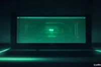 A dark‑mode developer workstation with a glowing green terminal and neon green accents, centered bold label “VOICE AGENT” illustrating a Claude voice agent prompt chain.